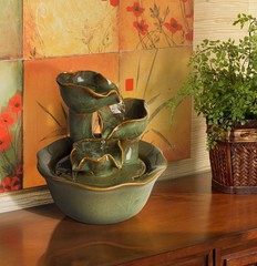 Organic Water Lily Modern Zen Cascading Indoor Tabletop Water Fountain 8″ Table