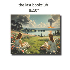 LAST BOOK CLUB Wall Art, Apocalypse Atomic Bomb Poster, Bookworm Flower Print