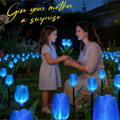 6PACKS Garden Gifts for Mother Day Decorations – Cute Artificial Tulip Blue Flow