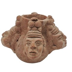 Small Perpetual Faces Vase Terracotta Multi Heads Anthropomorphic Art Pottery