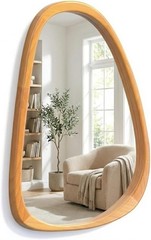 36″x 24″ Asymmetrical Wall Solid Wood Frame Mirror for Bedroom/Living Room