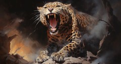 Panther Leopard on The Tree Canvas Painting Print Wild Animals Poster Wall Art