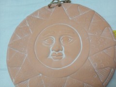 Terracotta Sun Face Outdoor Indoor Wall Decor 9″ Diameter Hanging Decor