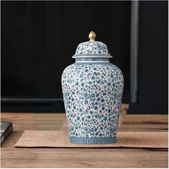Blue Flowers Urn Adult Ashes – 11.6 Inches 200 Lb Ceramics Decorative Memorial L