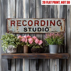 Vintage Recording Studio Metal Tin Sign Retro Music Decor for Home Studio Gift