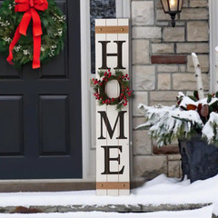 42 In. H Wooden Home Porch Sign with 3 Changeable Wreathes (Spring/Fall/Christma