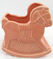 Shawnee Ceramic Rocking Horse Vase Planter Pink Floral Art Deco Vintage 526 USA