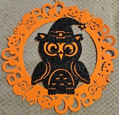 Owl Wall Decoration Round Orange 15 Inches