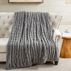 Stretchy Faux Fur Throw Blanket Luxurious Soft Warm Reversible Micromink Blanket