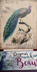 2pc Peacock Inspirational Wall Sign Plaque Set Ready To Hang FAST SHIPPING