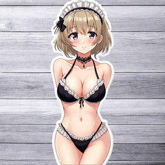 Pinup girl sticker vinyl decal anime maid girl sexy lingerie black and white