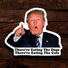 Trump Stickers «Eating The Dogs» Meme Waterproof Vinyl NEW 1/10/25/50/100