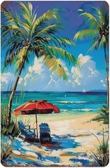 Retro Beach Metal Tin Sign Vintage Coastal Wall Decor for Home Bar Cafe 8×12
