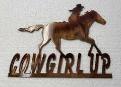 Cowgirl Up Western Metal Wall Art 12″ x 10″