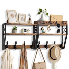 Upgraded 3Tier Large Coat Rack Wall Mount with Shelf, 4 in 1 Versatile Coat a…