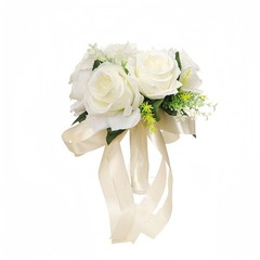 White Silk Artificial Wedding Bouquet 20cm x 24cm 1 Count Classic Elegant Rom…