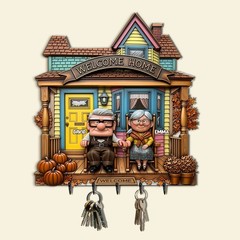 Welcome Old Couple Home Acrylic Key Hanger – Personalized Gifts For Couple