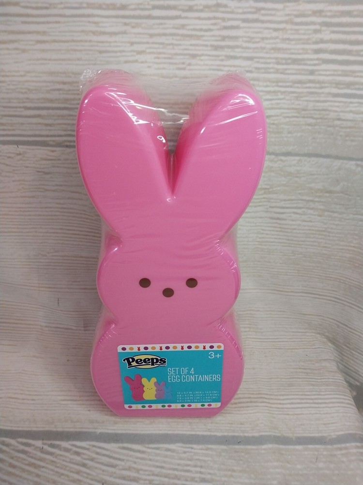 New! 4 pc Pink «Peeps» Easter Nesting Bunnies Home Decor Crafts Basket Eggs DIY