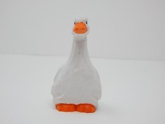 White Goose Figure Miniature Duck Statue Sculpture Wood Decor Garden Topper