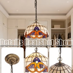 Vintage Tiffany Restaurant/living Room/bar Colored Glass Pendant, 12 In New Lamp
