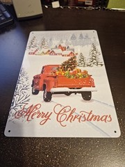 Merry Christmas Metal Tin Sign 8″ x 12″ Vintage Holiday Wall Decor