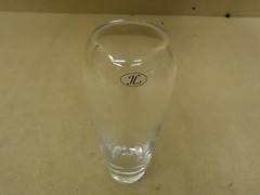 JL Flower Vase 9 1/2in H x 4in Diameter Clear Modern Round Curved S64293 Glass