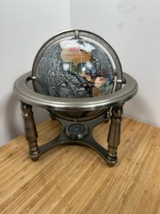 Gemstone World 9 Inch Globe w/ 4 Leg Silver Color Stand and Compass