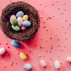 Mini Artificial Birds Nest with Eggs for Easter Decor and Crafts (4 Inches)