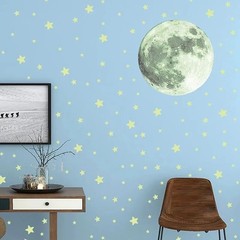 103PCS Glow in the Dark Moon Stars Wall Stickers Kids Bedroom Ceiling