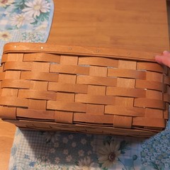 Longaberger Small Rectangular Brown Basket w/ Handles + Clear Protector 41980