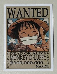 Sticker Decal One Piece Monkey D Luffy Wanted Poster 2”x2.5”in