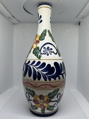 Vtg Talavera Tabletop Unlimited Pottery Vase Hand Painted Flowers 9” Tall