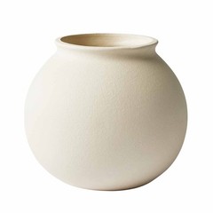 Matte Ceramic Round Vase, 5.9″, Natural Beige White