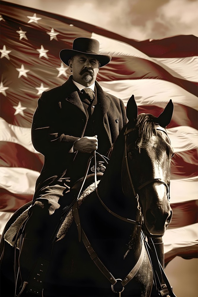 26th President Roosevelt USA Flag – 250 Years of America Decor – POSTER 20″x30″
