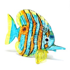 ZOOCRAFT Glass Fish Figurine Coastal Style 1.0 x 2.8 x 2.2 inches, Blue