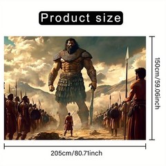 1pc David vs Goliath Biblical Battle Scene Backdrop Banner – 2D Flat Polyester F