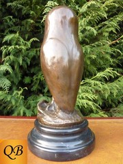 ART DECO BRONZE STATUE 1920’S STYLISED LITTLE OWL FIGURINE SCULPTURE BIRD FIGURE
