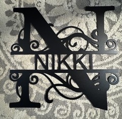 20 Inch ‘Nikki’ Metal Monogram – Indoor/Outdoor – 16 Gauge Steel W/ Black Finish