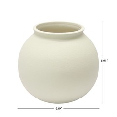 Matte Ceramic Round Vase, 5.9″, Natural Beige White