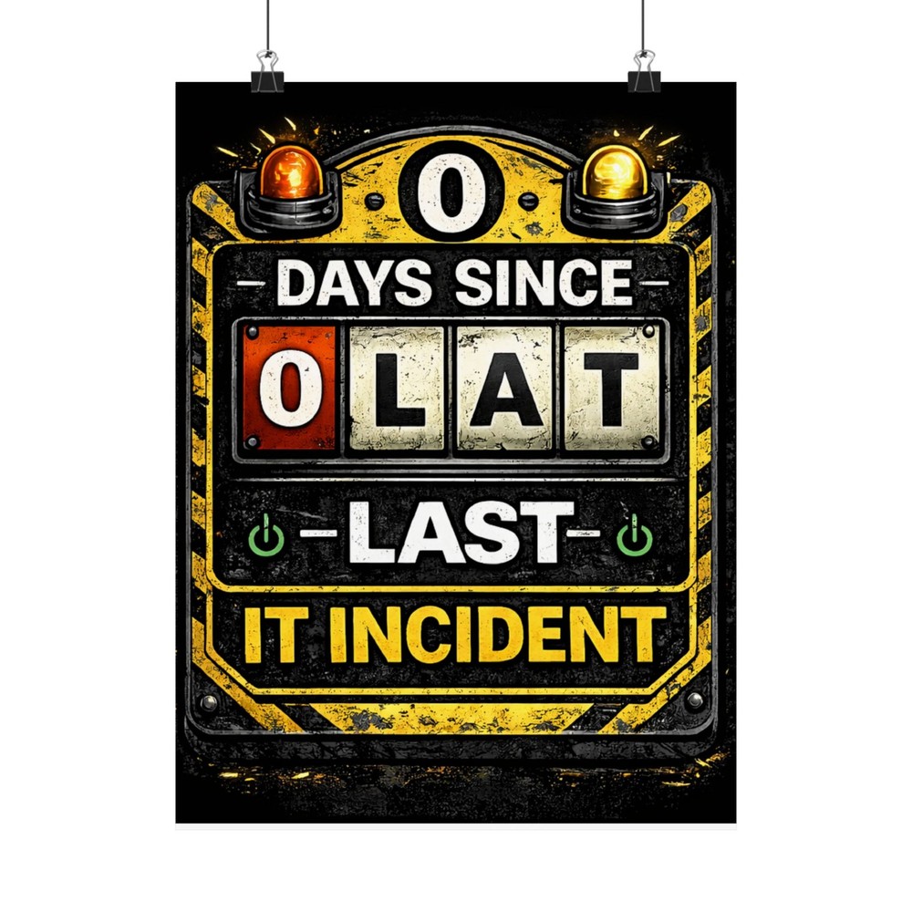 Matte Vertical Posters «0 Days Since Last IT Incident» IT Humor