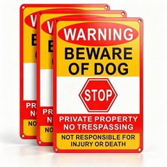 3 Pack Beware Of Dog Sign,8×12 Inches, Reflective Film, AntiRust Aluminum Met…
