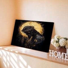 Jesus Christ Crown of Thorns Canvas Wall Art Dark Spiritual Religious Painting
