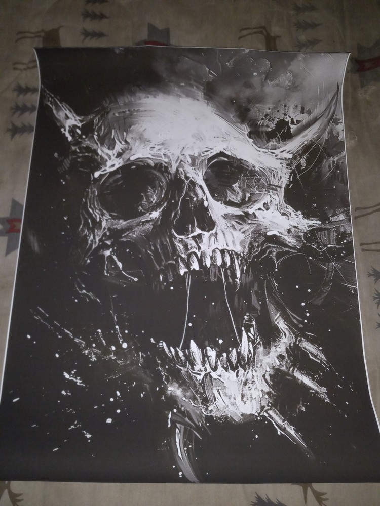 Screaming Vampire Gothic Dark Fantasy Human Skull VI – Canvas Print 31.5″ by 22