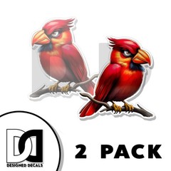 Northern Cardinal Bird Sticker Animal Art Decal Vinyl Novelty Made in USA 2 PACK