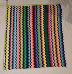 Handmade Crochet Throw Blanket Zig Zag Chevron Multi Colors 59 x 49 NWOT
