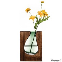 New 10 and 12-Inch Wood and Glass Inlay Vases for Home Decor