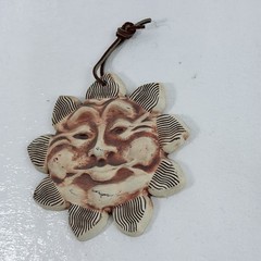 Vintage Terracotta Clay Sun Face Wall Hanging Plaque Celestial Southwestern
