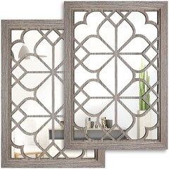 Set Of 2 Rectangular Wall Mirrorgorgeous Rustic Farmhouse Accent Mirrorbarn Wood