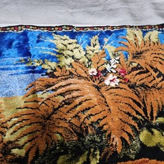 VTG Velvet Tapestry Rug Wall Hanging Pheasant Forest Cabin Hunting Lodge Lebanon