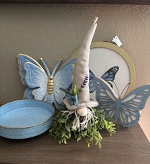 Gnome Butterfly Garden Spring Everyday Nature Blue Home Decor Lot